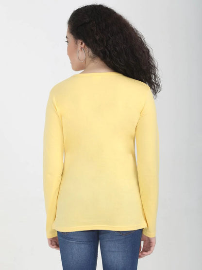 Fleximaa Women's Cotton Plain V Neck Full Sleeve T-Shirt-2 - fleximaa-so