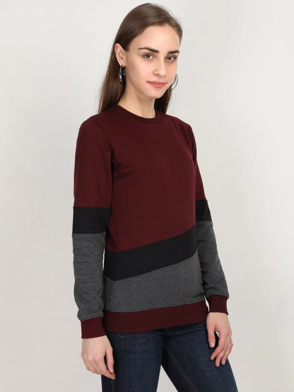 Fleximaa Women's Cotton Color Block Full Sleeve Sweatshirt - fleximaa-so