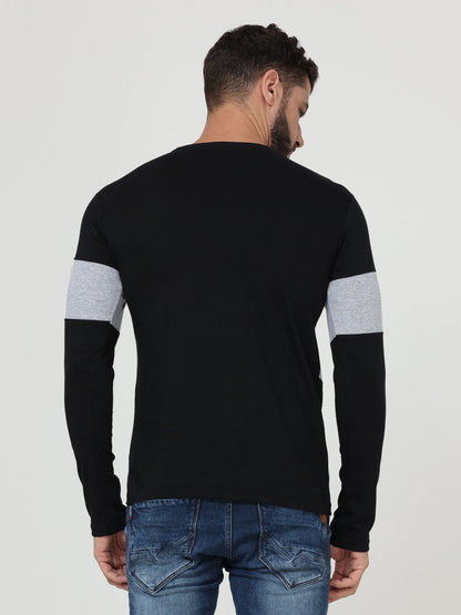 Fleximaa Men's Cotton Round Neck Color Block Full Sleeve T-Shirt - fleximaa-so