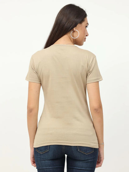 Fleximaa Women's Cotton Plain Round Neck Half Sleeve T-Shirt - fleximaa-so