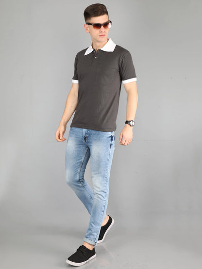 Fleximaa Men's Cotton Plain Polo Neck Half Sleeve T-Shirt - fleximaa-so