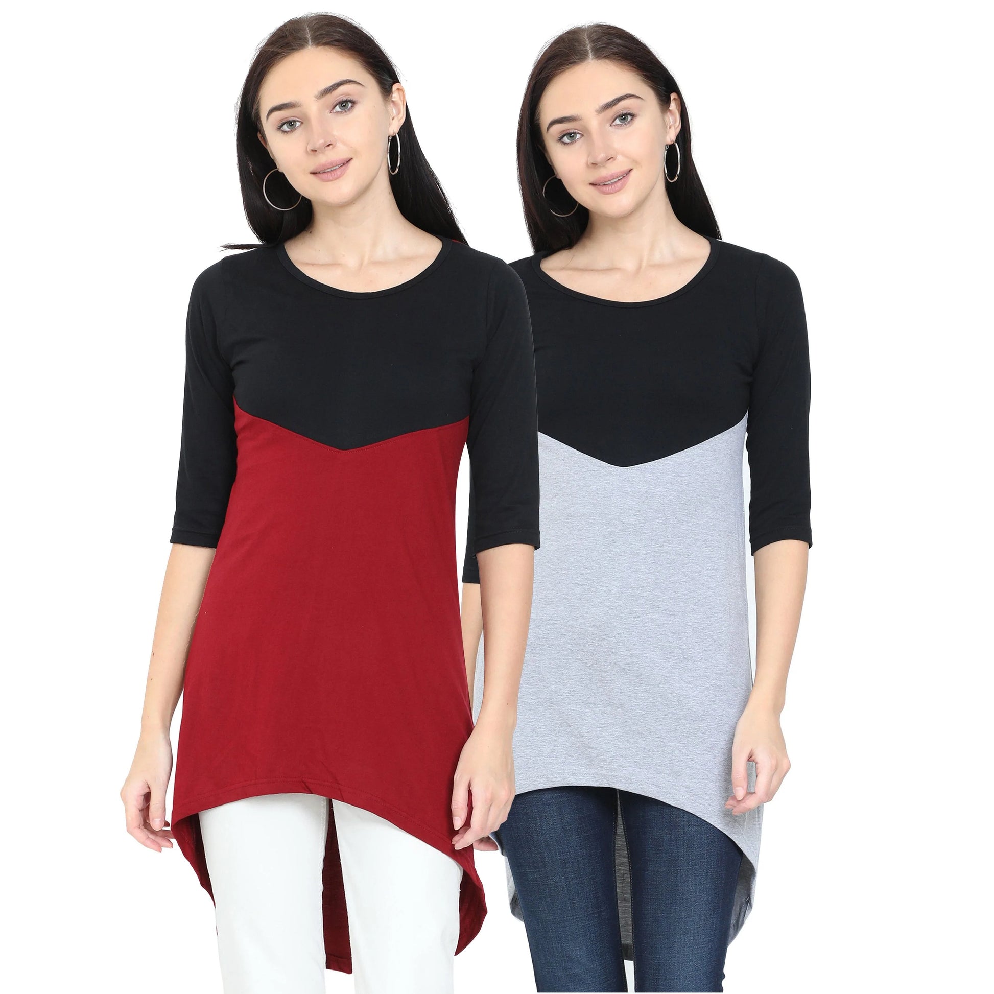 Fleximaa Womens Oval Shape Long Top (Pack of 2) - fleximaa-so