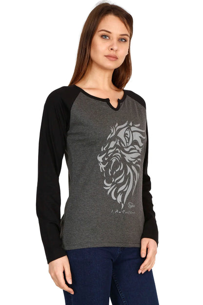 Fleximaa Women's Cotton Printed Raglan Full Sleeve T-Shirt - fleximaa-so