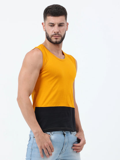 Fleximaa Men's Cotton Color Block Sleeveless T-Shirt - fleximaa-so