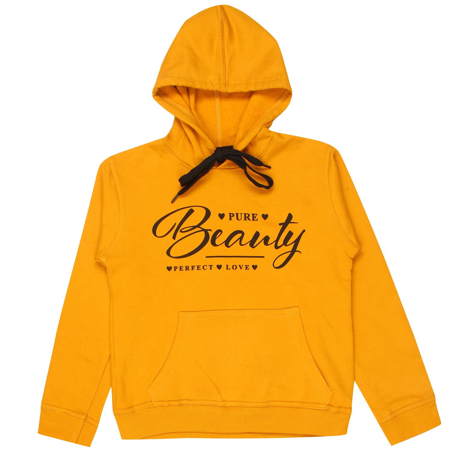Boys and Girls Printed Mustard Yellow Color Sweatshirt Hoodies