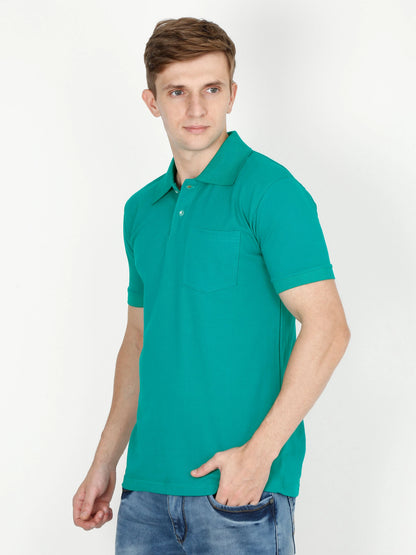 Fleximaa Men's Cotton Plain Polo Neck Half Sleeve T-Shirt - fleximaa-so