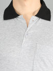 Men's Cotton Plain Polo Neck Half Sleeve Grey Melange Color T-Shirt