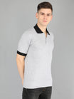 Men's Cotton Plain Polo Neck Half Sleeve Grey Melange Color T-Shirt
