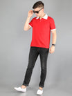 Men's Cotton Plain Polo Neck Half Sleeve Red Color T-Shirt