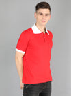 Men's Cotton Plain Polo Neck Half Sleeve Red Color T-Shirt