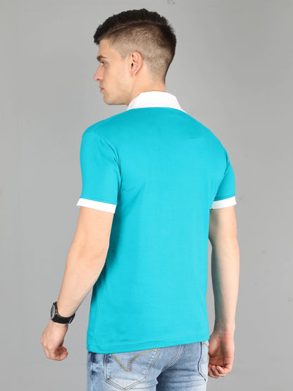 Men's Cotton Plain Polo Neck Half Sleeve Reliance Green Color T-Shirt
