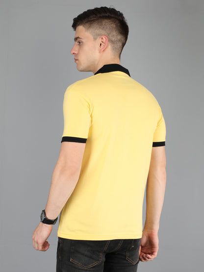 Men's Cotton Plain Polo Neck Half Sleeve T-Shirt Opposite Color Collar & Cuff 13 Colors