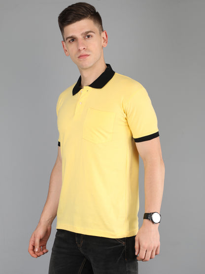 Men's Cotton Plain Polo Neck Half Sleeve T-Shirt Opposite Color Collar & Cuff 13 Colors