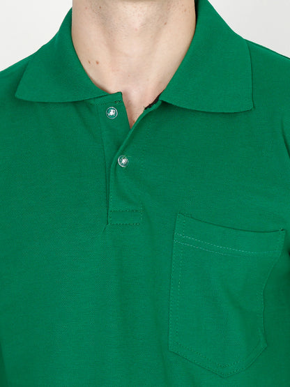 Men's Cotton Plain Polo Neck Half Sleeve Pakistan Green Color T-Shirt