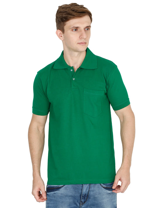 Men's Cotton Plain Polo Neck Half Sleeve Pakistan Green Color T-Shirt