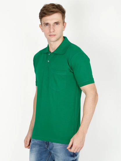 Men's Cotton Plain Polo Neck Half Sleeve Pakistan Green Color T-Shirt