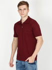 Men's Cotton Plain Polo Neck Half Sleeve Maroon Color T-Shirt
