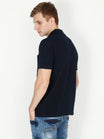 Men's Cotton Plain Polo Neck Half Sleeve Navy Blue Color T-Shirt