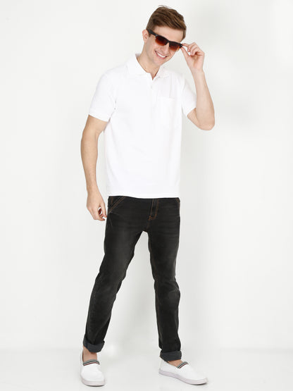 Men's Cotton Plain Polo Neck Half Sleeve T-Shirt
