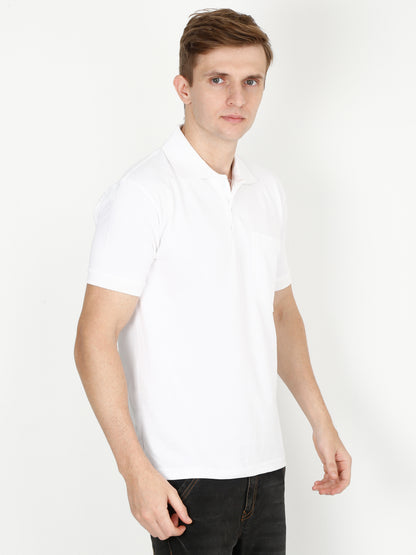 Men's Cotton Plain Polo Neck Half Sleeve T-Shirt