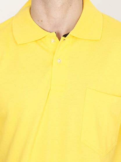Men's Cotton Plain Polo Neck Half Sleeve T-Shirt