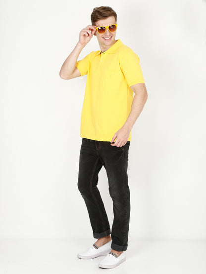 Men's Cotton Plain Polo Neck Half Sleeve T-Shirt