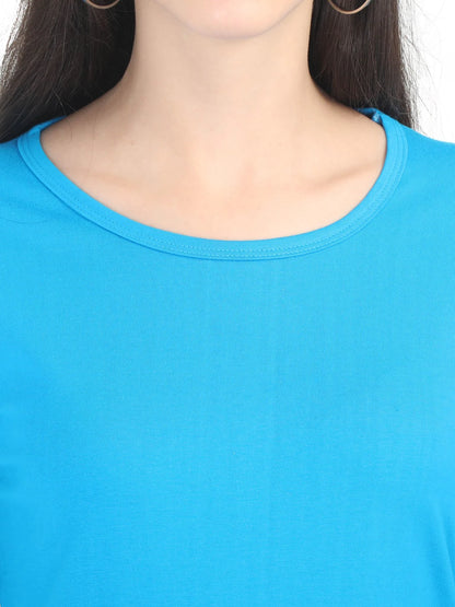 Fleximaa Women's Cotton Plain Round Neck Full Sleeve T-Shirt - fleximaa-so