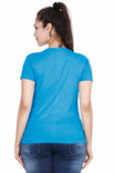 Women's Cotton Round Neck Printed Half Sleeve Blue Color T-Shirt