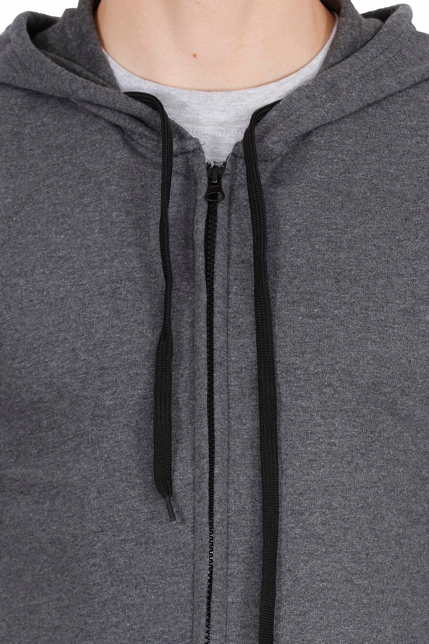 Men's Cotton Plain Full Sleeve Charcoal Melange Color Sweatshirt/Hoodies