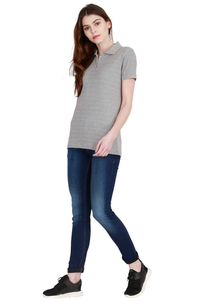 Women's Cotton Plain Polo Neck T-Shirt