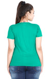 Women's Cotton Round Neck Printed Half Sleeve Pakistan Green Color T-Shirt