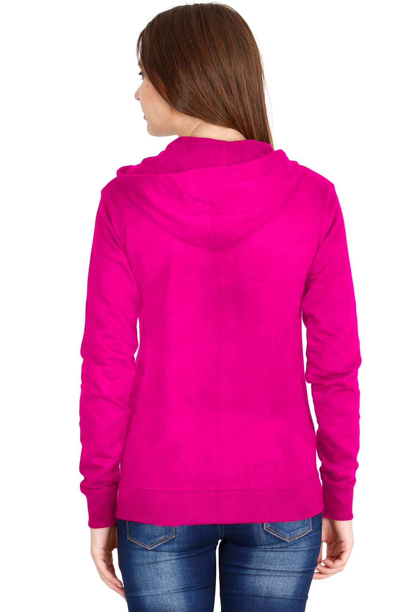 Women's Cotton Plain Full Sleeve Pink Color Hoodies/Sweatshirt