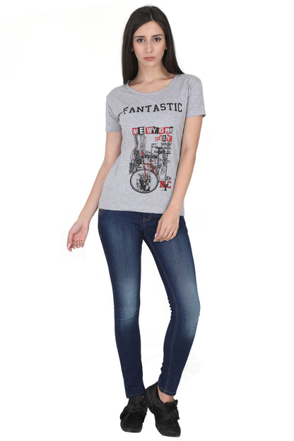 Women's Cotton Round Neck Printed Half Sleeve T-Shirt