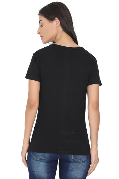 Women's Cotton V Neck Printed Half Sleeve T-Shirt