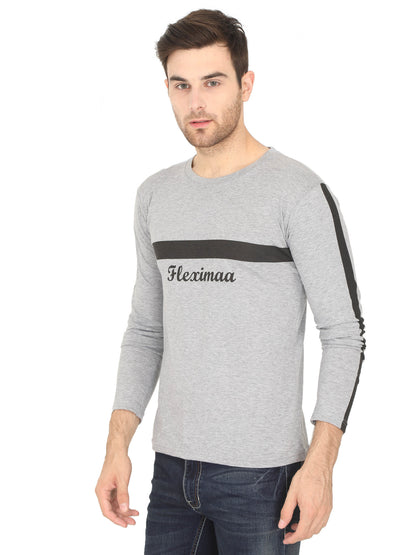 Men's Cotton Color Block Round Neck Full Sleeve T-Shirt