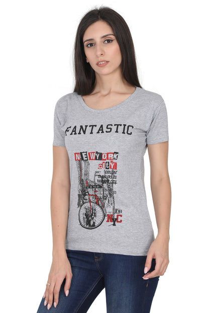 Women's Cotton Round Neck Printed Half Sleeve T-Shirt