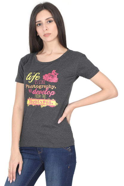 Women's Cotton Round Neck Printed Half Sleeve T-Shirt