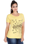 Women's Cotton Round Neck Printed Half Sleeve Yellow Color T-Shirt