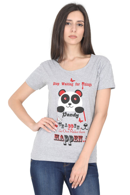 Women's Cotton Round Neck Printed Half Sleeve T-Shirt