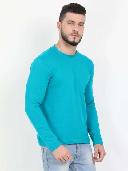 Men's Cotton Plain Round Neck Full Sleeve Reliance Green Color T-Shirt