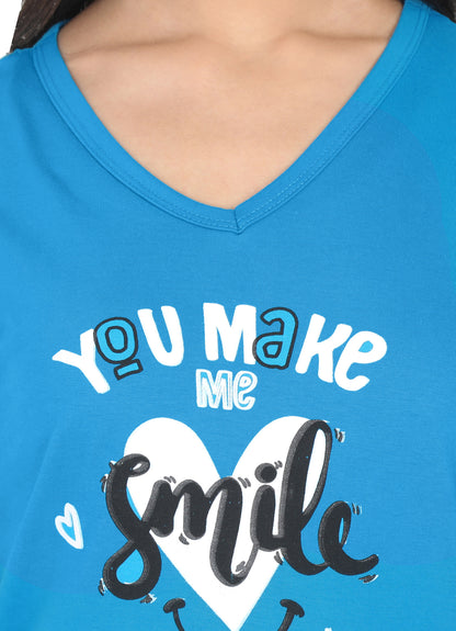 Women's Cotton V Neck Printed Half Sleeve T-Shirt