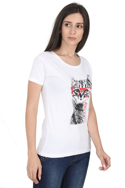 Women's Cotton Round Neck Printed Half Sleeve T-Shirt