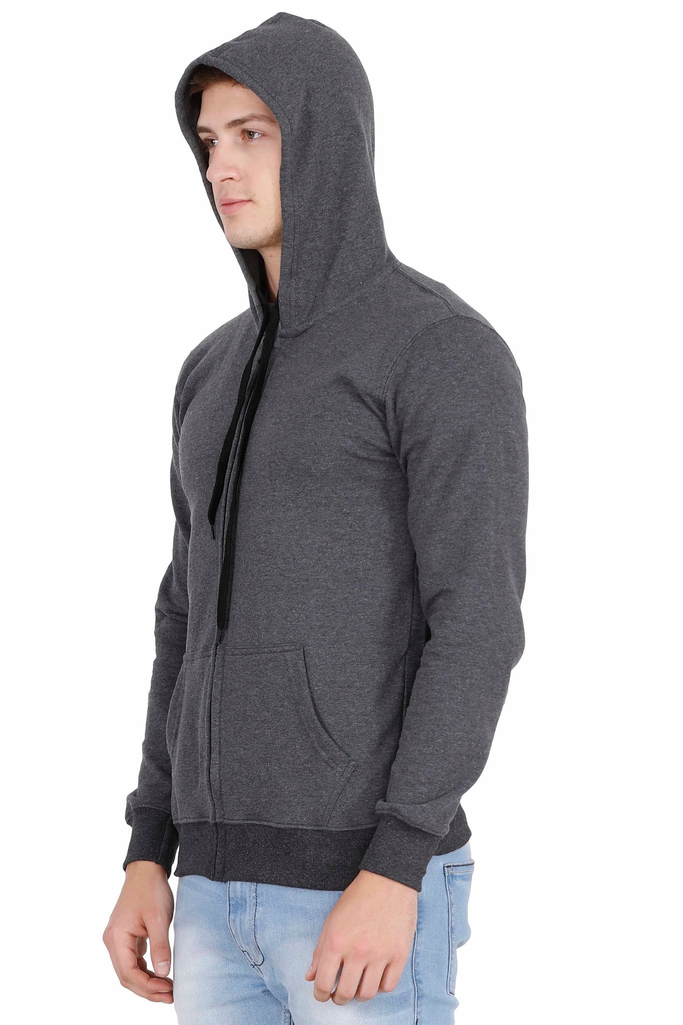 Men's Cotton Plain Full Sleeve Charcoal Melange Color Sweatshirt/Hoodies