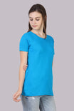 Women's Cotton Plain Round Neck Half Sleeve Blue Color T-Shirt