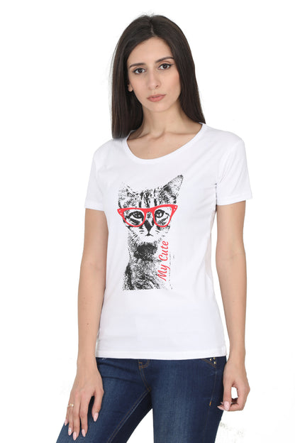 Women's Cotton Round Neck Printed Half Sleeve T-Shirt