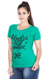 Women's Cotton Round Neck Printed Half Sleeve Pakistan Green Color T-Shirt