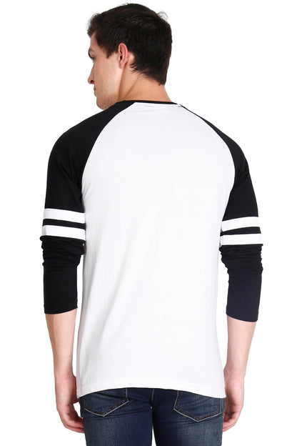 Men's Cotton Printed Color Block Raglan Full Sleeve T-Shirt