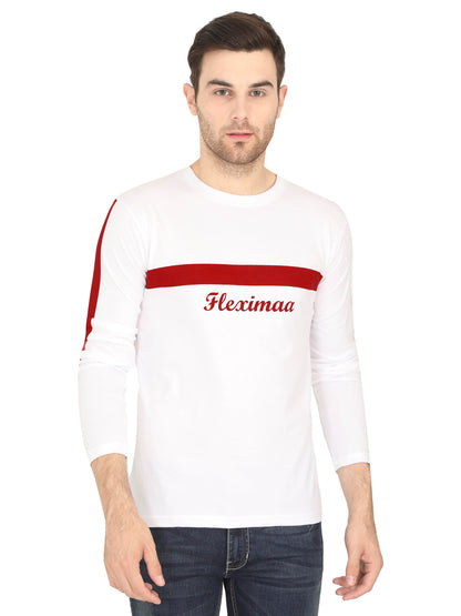 Men's Cotton Color Block Round Neck Full Sleeve T-Shirt