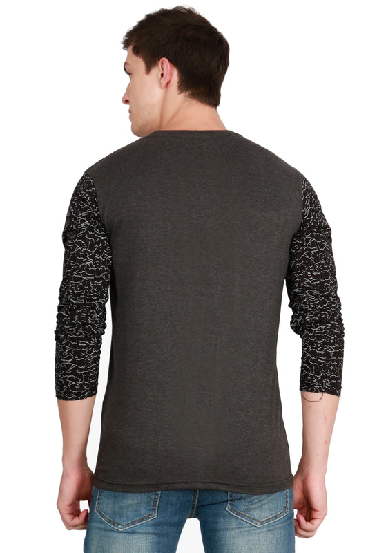 Men's Cotton Printed Round Neck Full Sleeve T-Shirt