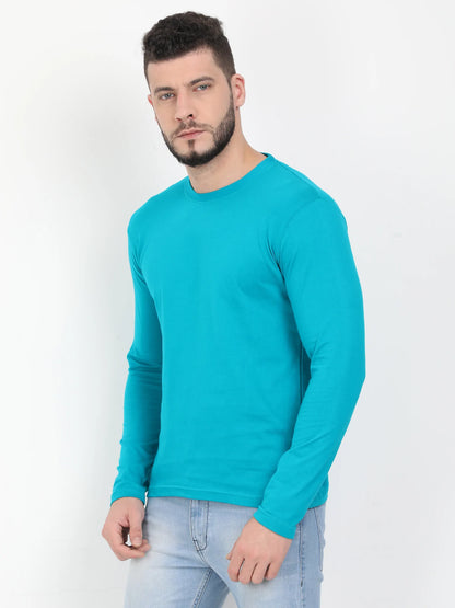 Men's Cotton Plain Round Neck Full Sleeve Reliance Green Color T-Shirt